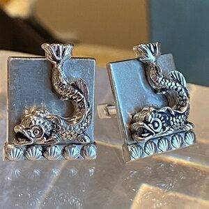Vintage Swank Sterling Silver Cuff Links Pisces ♓️